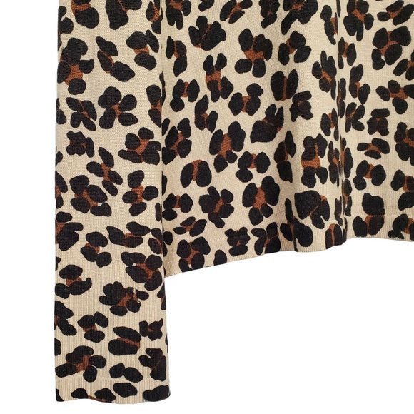 Isaac Mizrahi Size XL Sweater Pullover Silk Wool Blend Leopard Lightweight Knit - Picture 5 of 6
